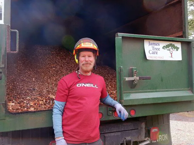 James  mulching wood chips