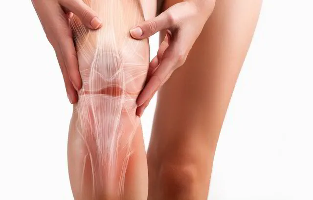 A woman experiencing knee pain