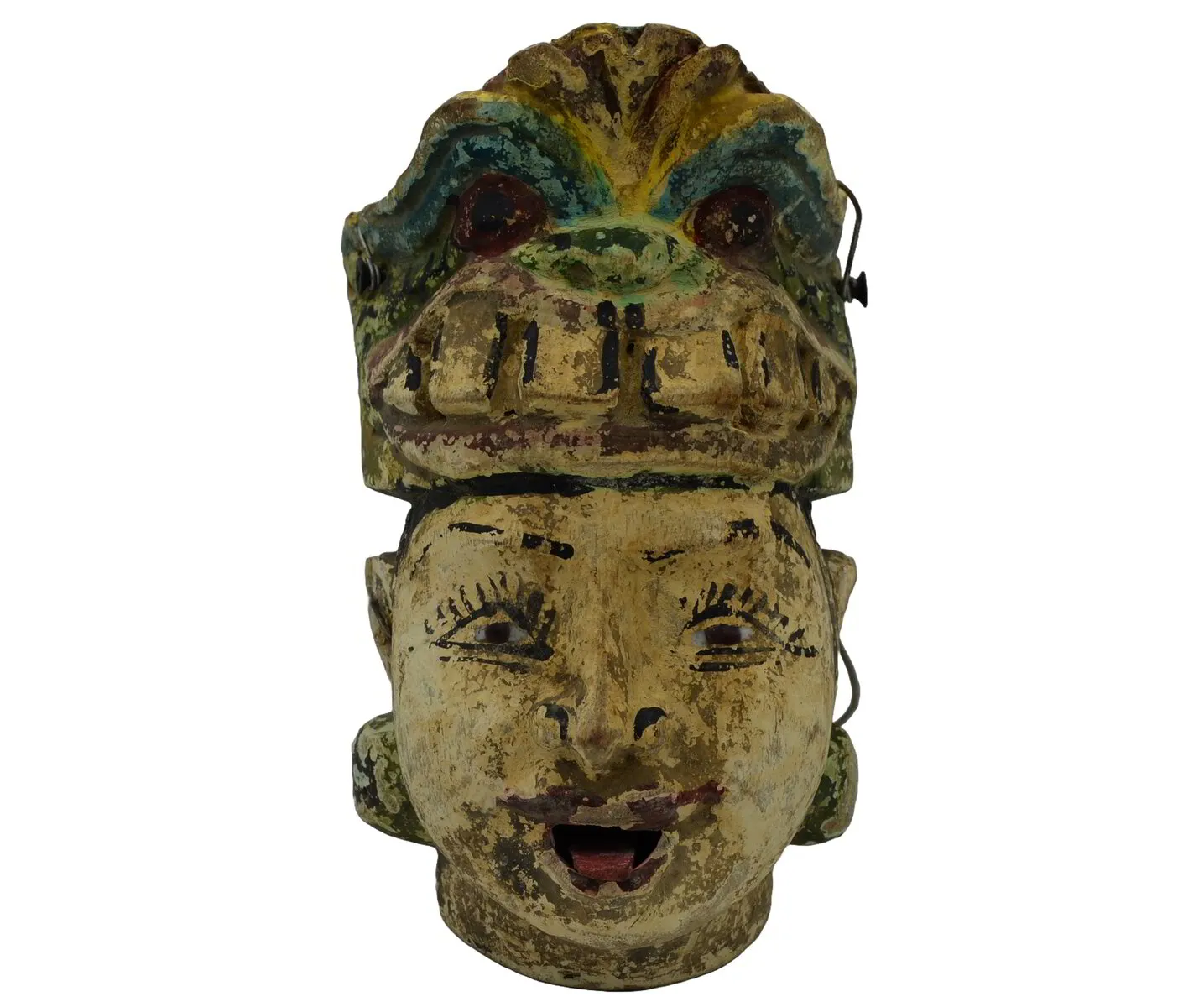  Antique Burmese Puppet Head Old Traditional Wooden Puppet Head with Movable Tongue from Burma,Traditional Doll Head, Burmese Puppet Art