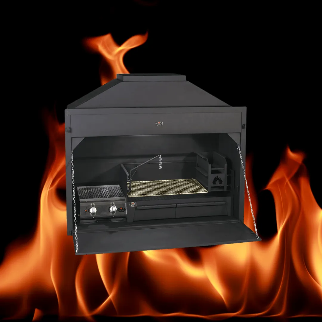 Home Fires 1200 Combo Option A braai with 2 burner gas grill and wood braai