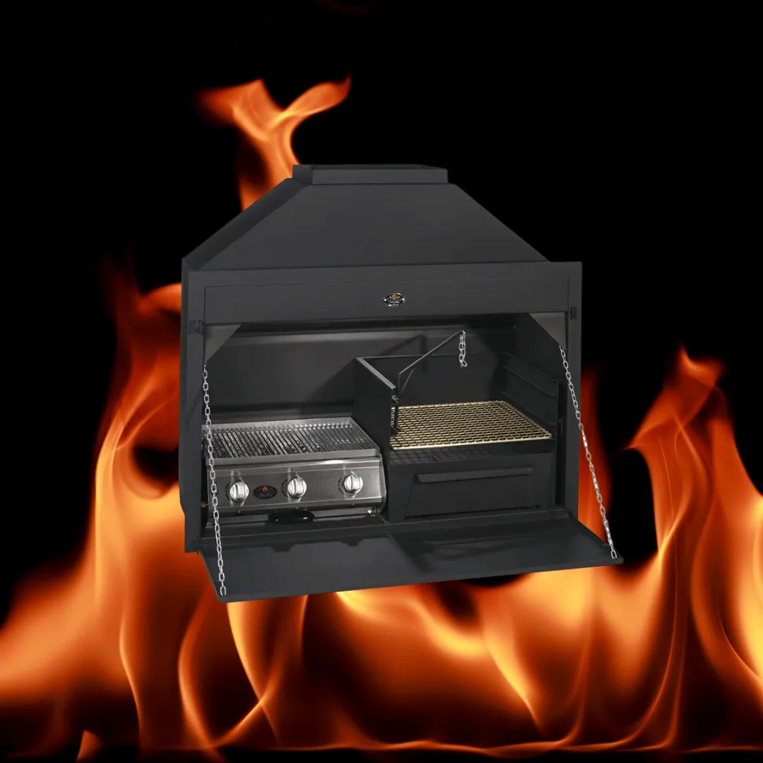 Home Fires 1200 Combo Option B braai with 3 burner gas grill and wood braai