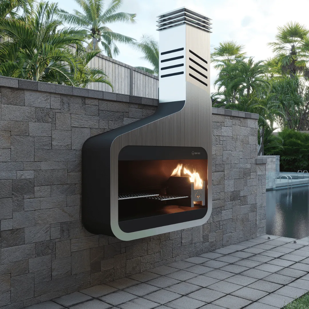 SAfire Modi stainless steel built-in wood braai with sliding door