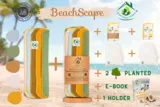 BEACHSCAPE BUNDLE 2 Rolls of 28 Reusable Unpaper Towels + Two 2-ply towels, 2 cotton bags, 1 holder, 1 E-book, 2 trees planted