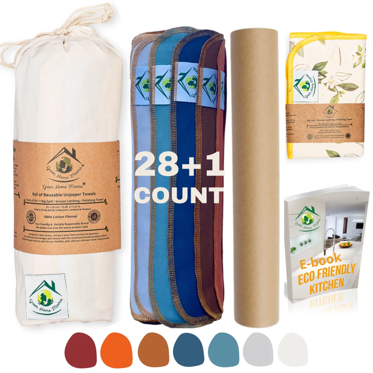 FALL INTO WINTER / BOHO Roll of 28 Reusable Unpaper Towels with Bonuses