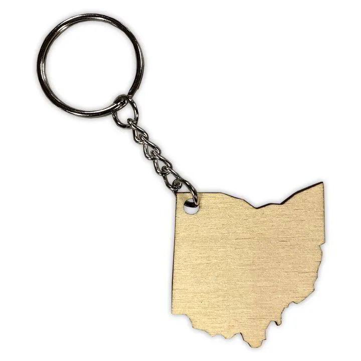 1.5" Ohio Icon Wooden Keychain