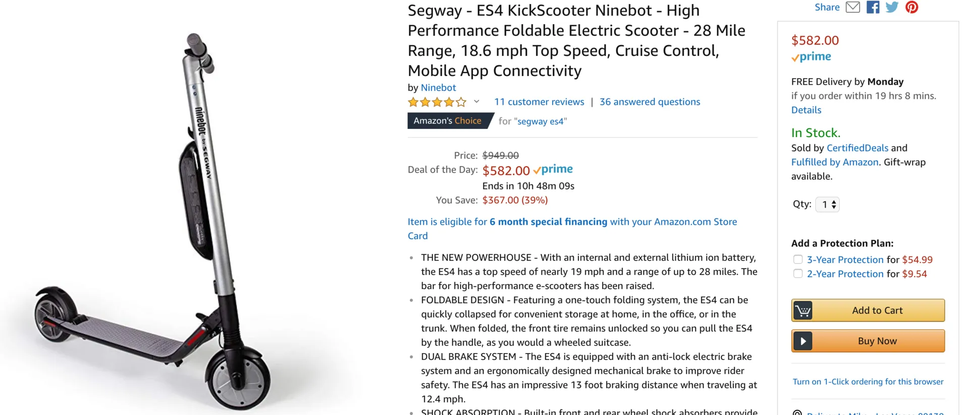 Happy Turkey Day!  Amazon has a Hot Deal on the NineBot Segway ES4