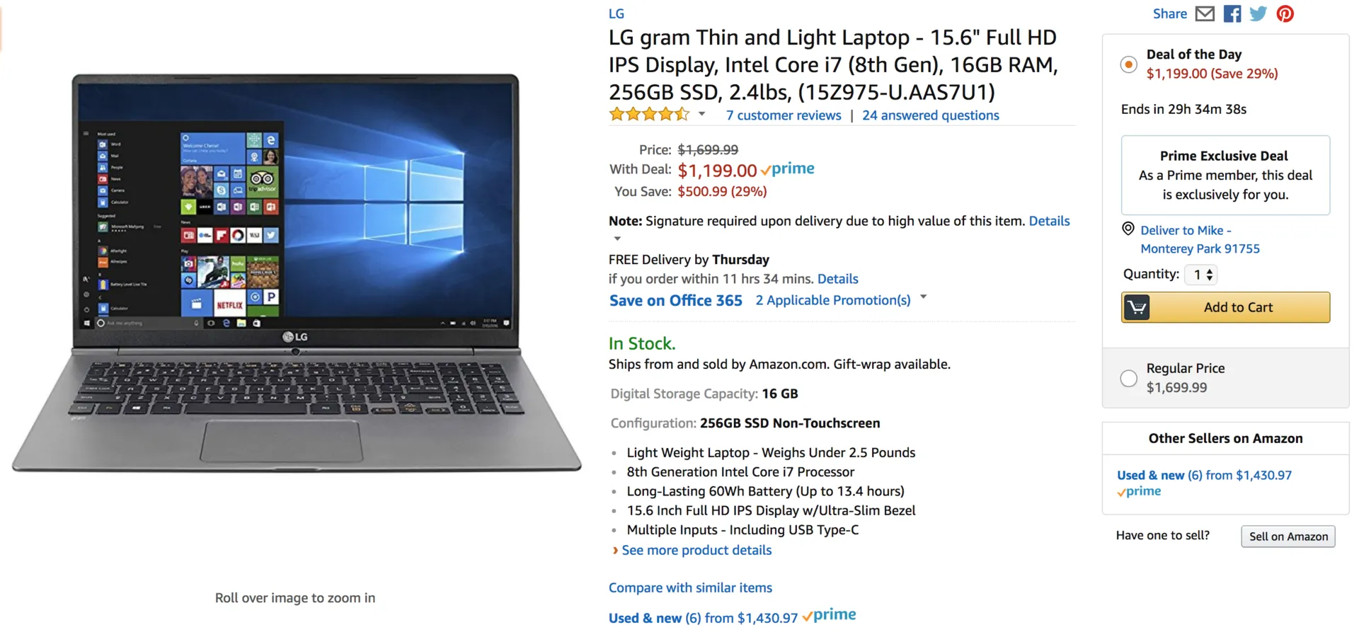 LG Gram Ultra Light Notebook is $500 off for Prime Day