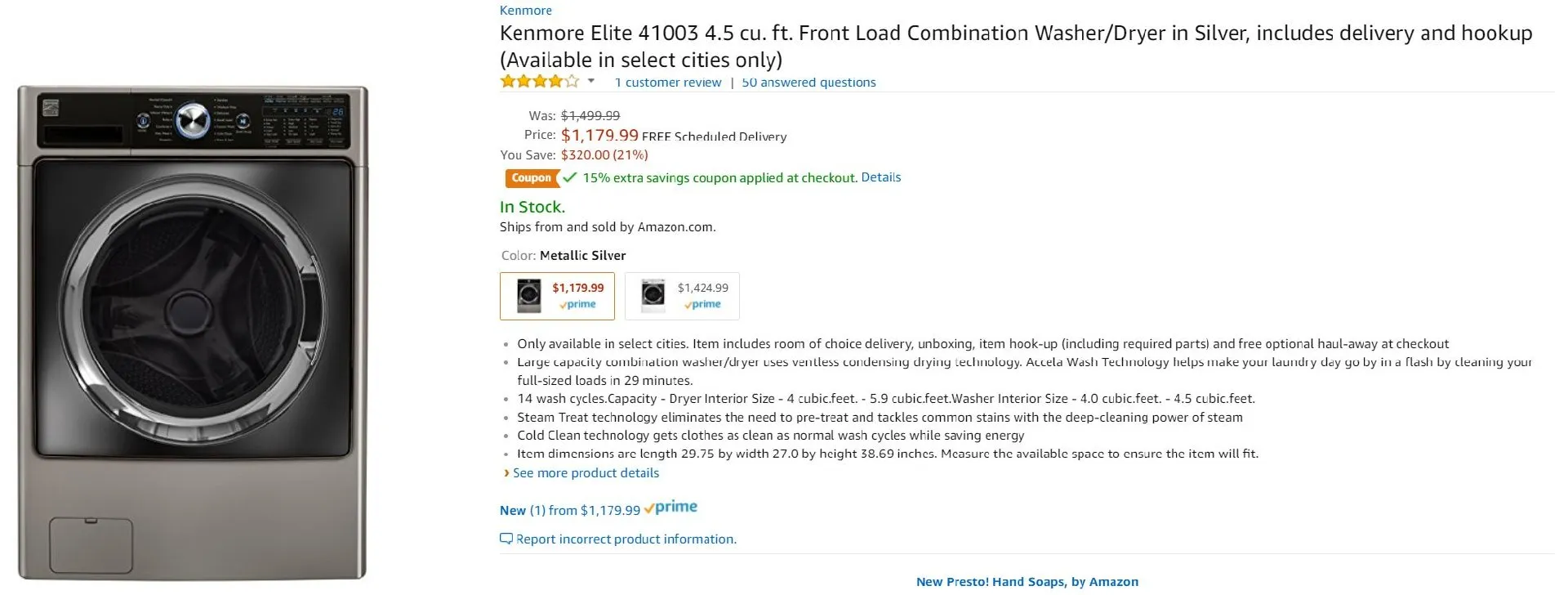 All-In-One Washer and Dryer by Kenmore Deal