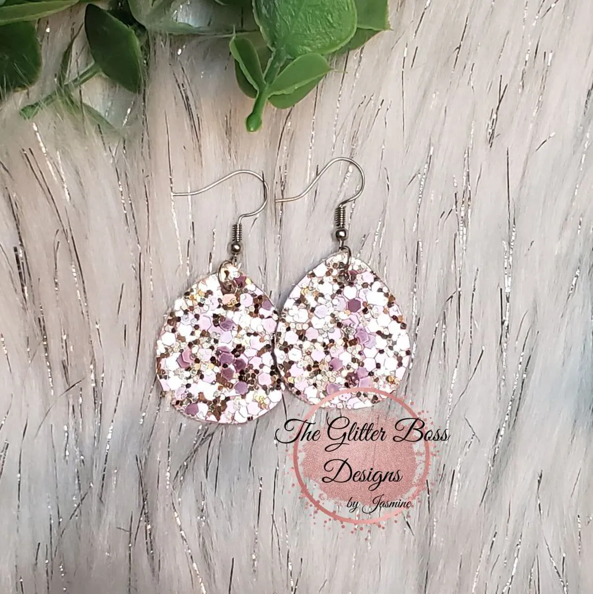 Sparkly Rose Gold Eggdrop Earrings - 1 1/4"