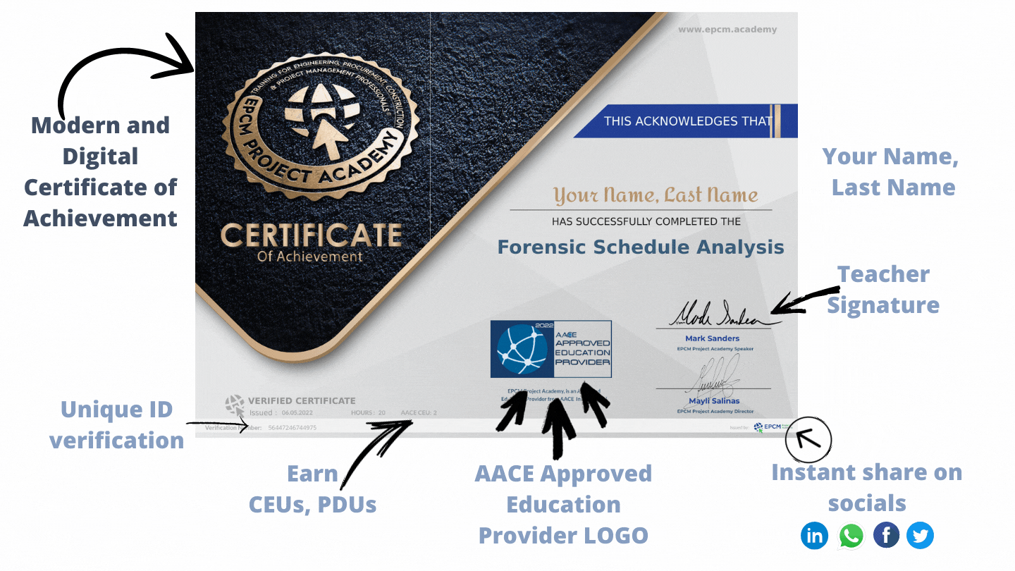 Forensic Schedule Analysis Certificate of Achievement