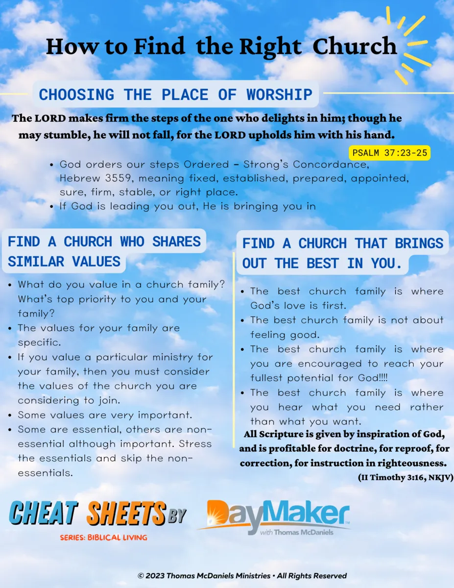 Cheat Sheets ~How to Find the Right Church   