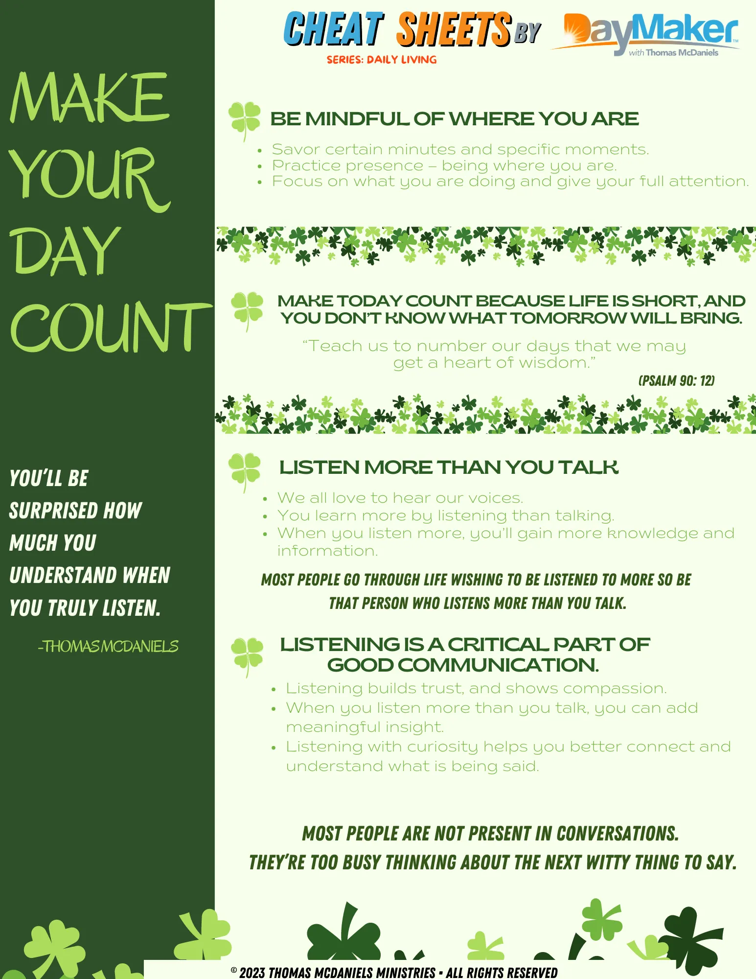 Cheat Sheets By DayMaker ~ Make the Day Count