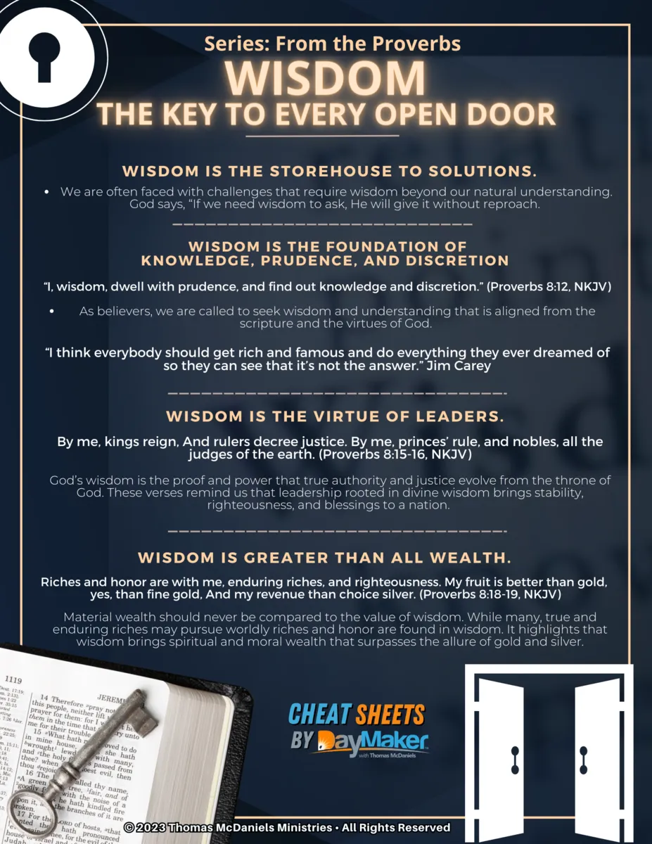 Cheat Sheets ~Wisdom the Key to Every Open Door		