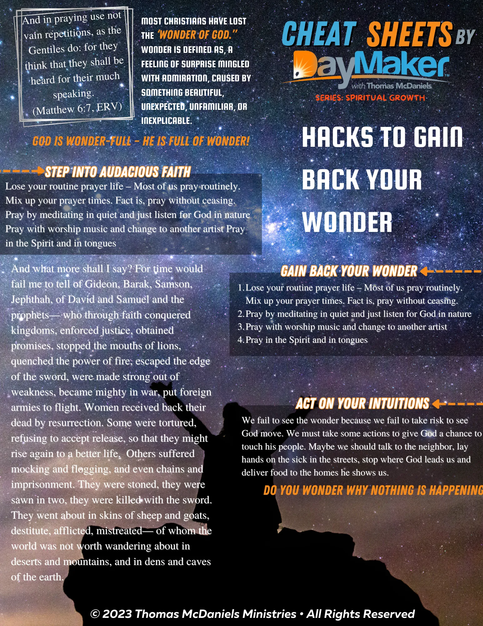 Cheat Sheets By DayMaker ~ Hacks to Gain Back Your WONDER  