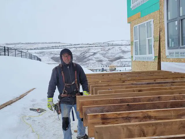 Ben Burchell with deck framing
