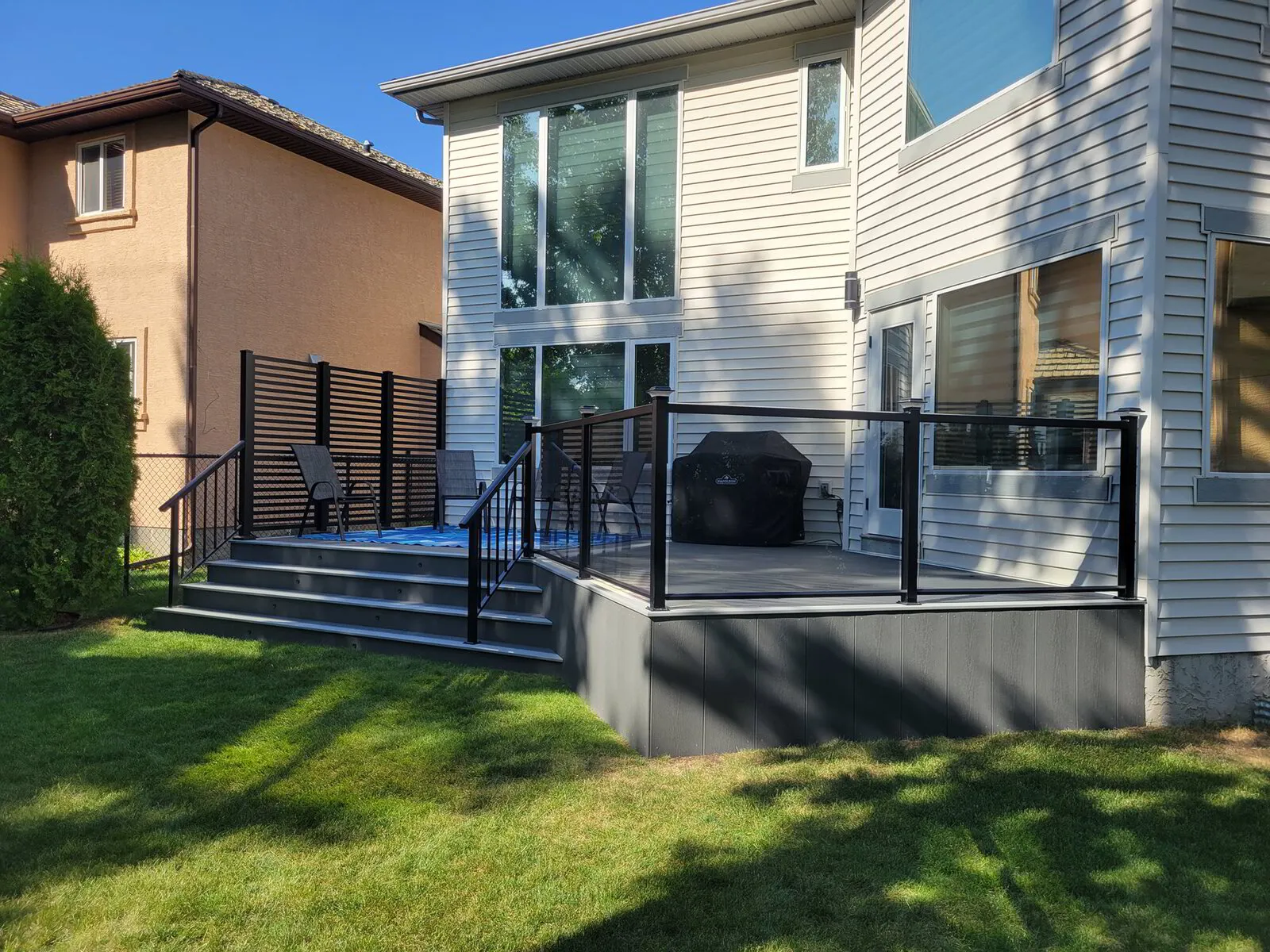 Obscured View Railing Choosing Between Clear and Obscured Glass railings for Privacy and ...