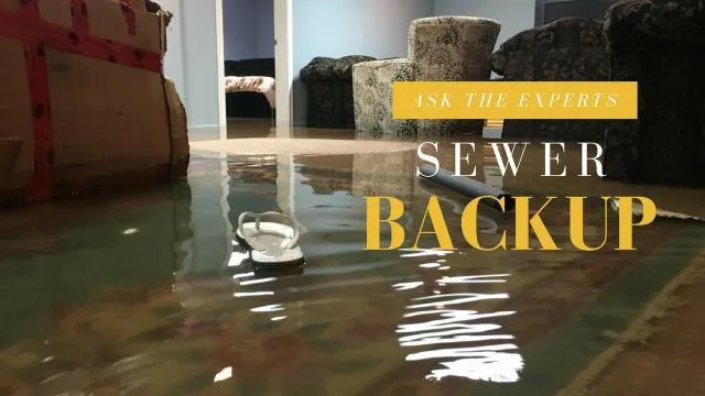 A flooded basement from a sewer backup