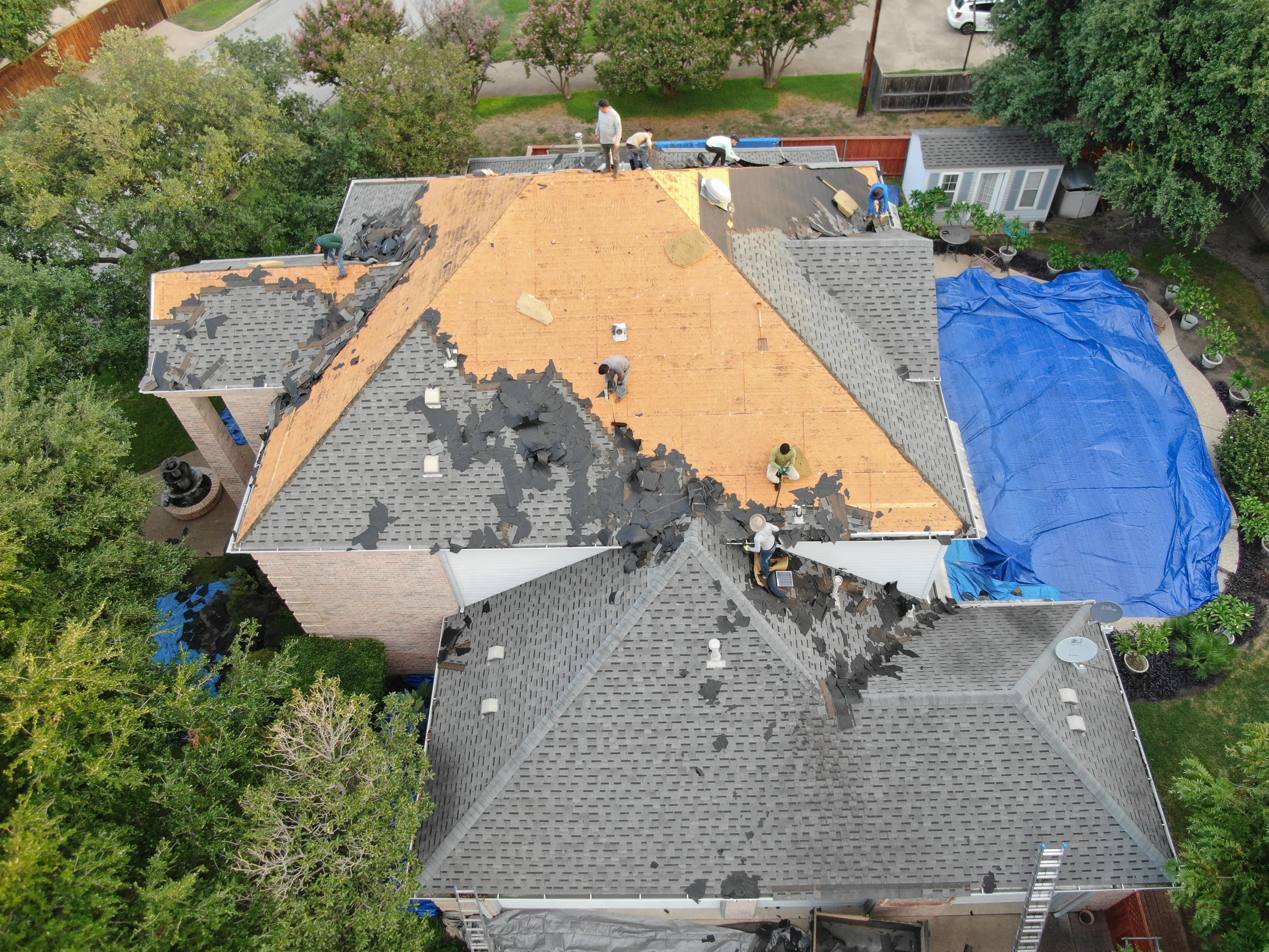 Aerial roofing replacement project