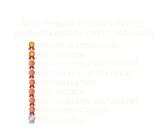 The Hen & The Hog Star Tribune Reader's Choice Voted Minnesota's Best 2021 Best New Restaurant Gold Winner Best Brunch Gold Winner