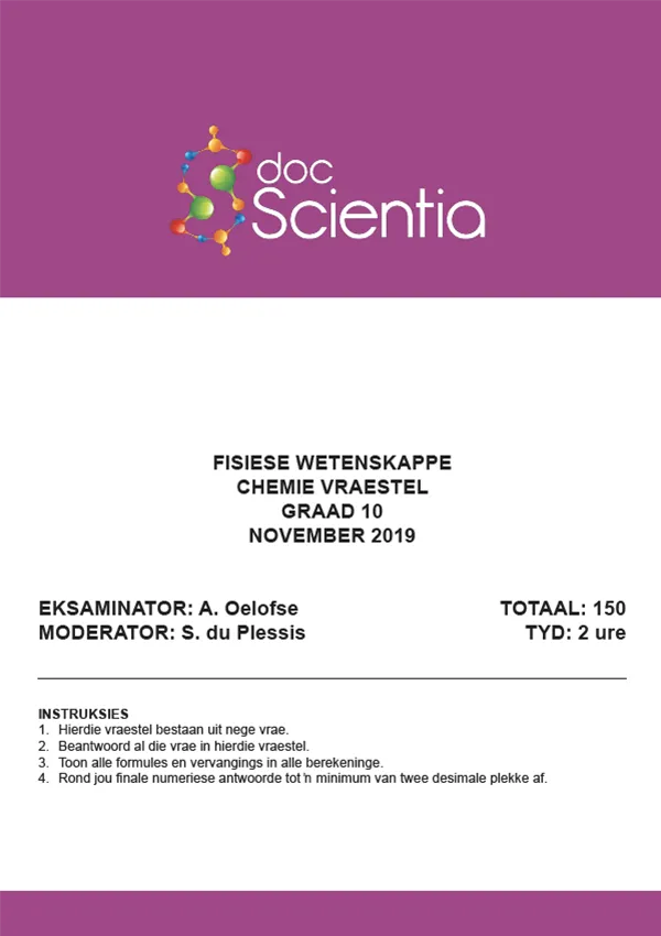 Gr. 10 Chemie Vraestel Nov 2019