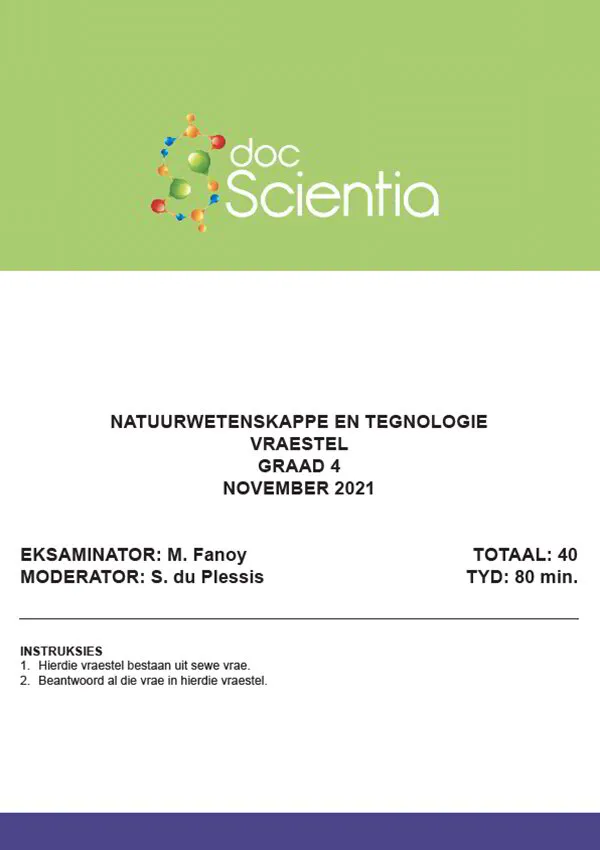 Gr. 4 Natuurwetenskappe en Tegnologie Vraestel Nov. 2021