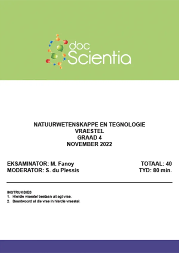 Gr. 4 Natuurwetenskappe en Tegnologie Vraestel Nov. 2022
