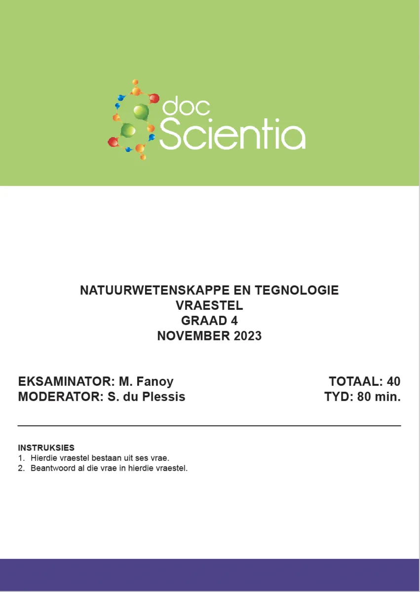 Gr. 4 Natuurwetenskappe en Tegnologie Vraestel Nov. 2023