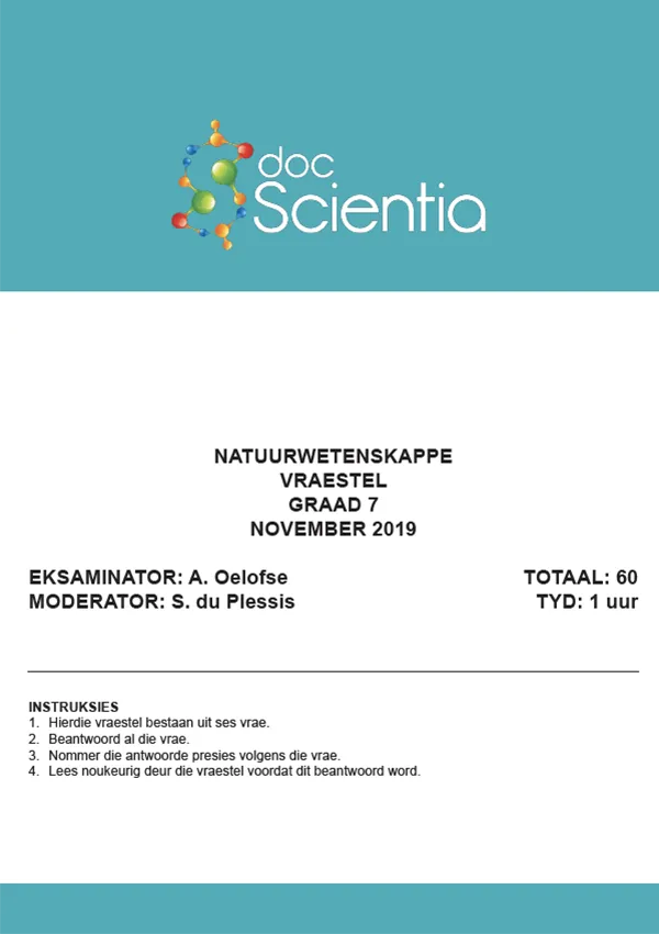 Gr. 7 Natuurwetenskappe Vraestel Nov 2019