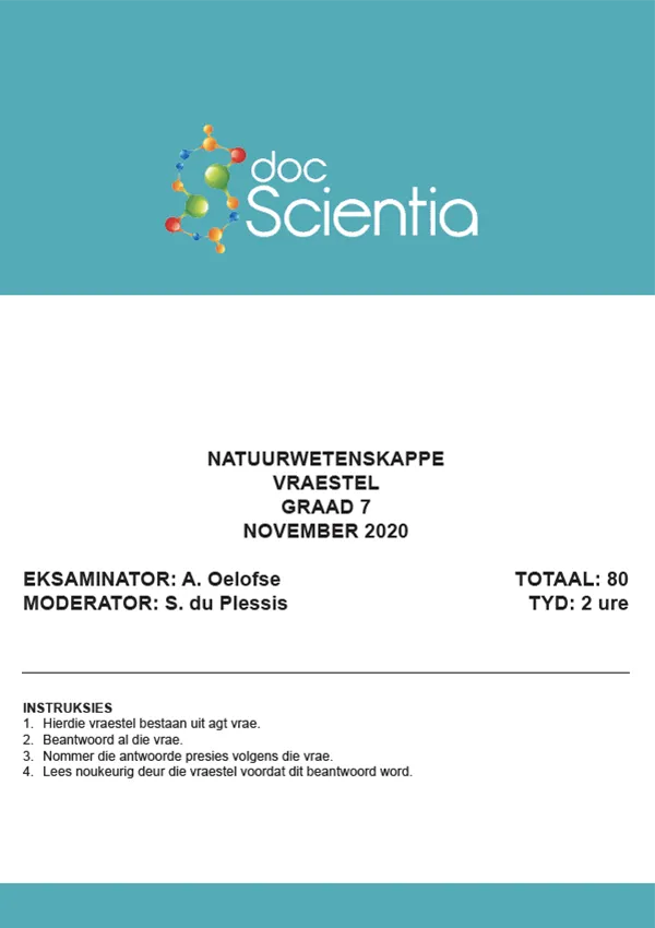 Gr. 7 Natuurwetenskappe Vraestel Nov 2020