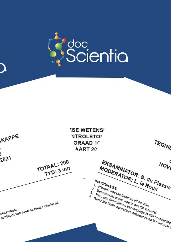 Pakket: Alle Gr. 10 Tegniese Wetenskappe Vraestelle en Memos 2021