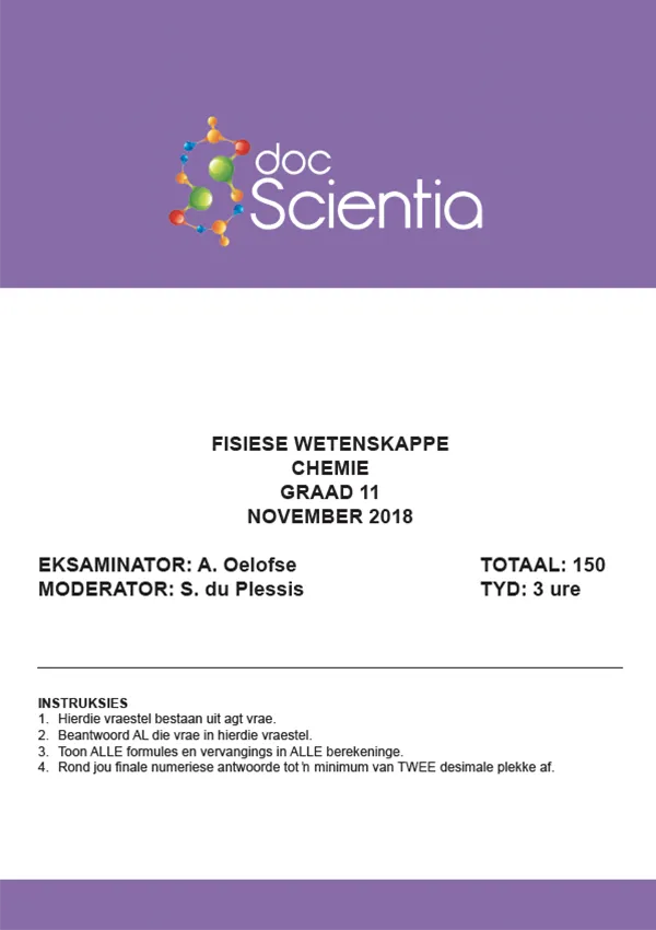 Gr. 11 Chemie Vraestel Nov 2018