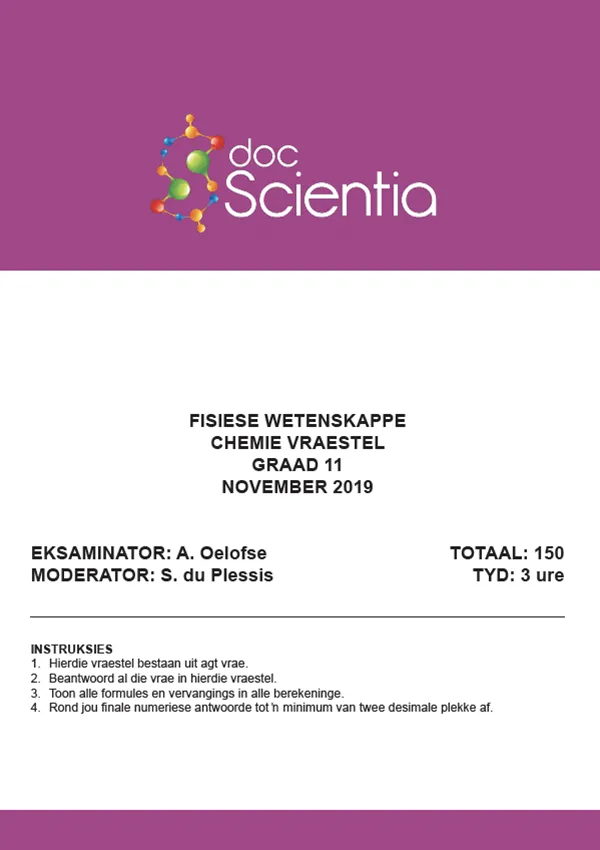 Gr. 11 Chemie Vraestel Nov 2019