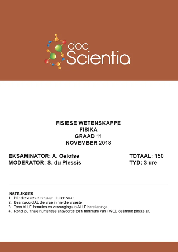 Gr. 11 Fisika Vraestel Nov 2018