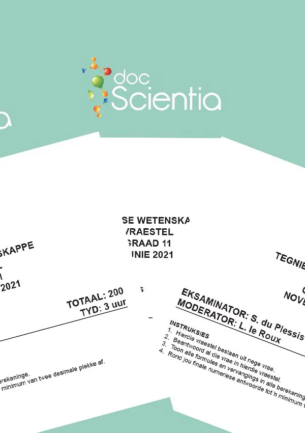 Pakket: Alle Gr. 11 Tegniese Wetenskappe Vraestelle en Memos 2021