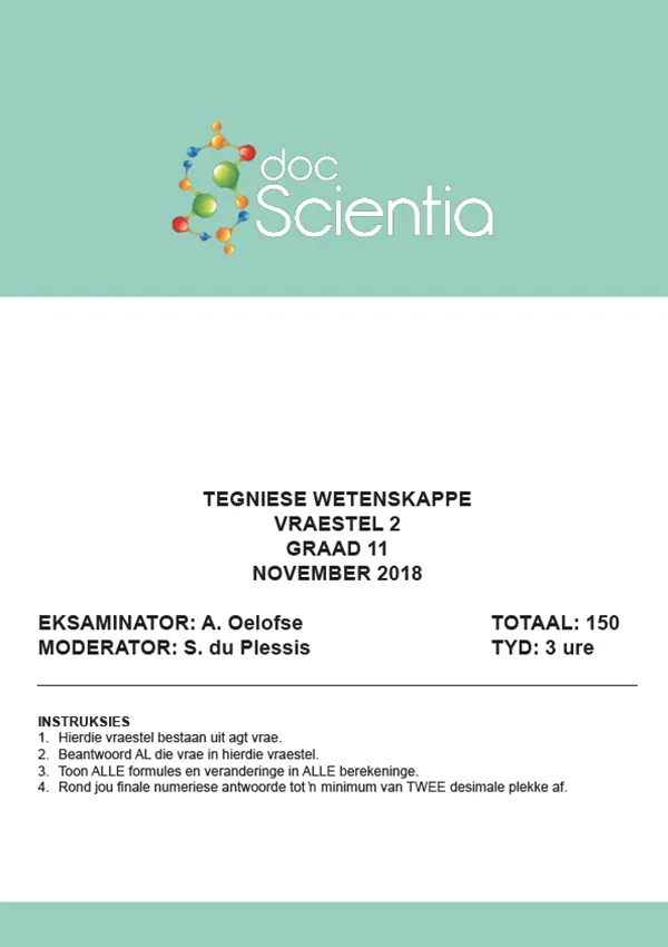 Gr. 11 Tegniese Wetenskappe Vraestel 2 Nov. 2018