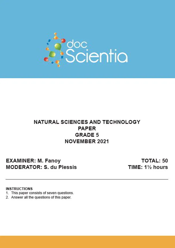 Gr. 5 Natural Sciences and Technology Paper Nov. 2021