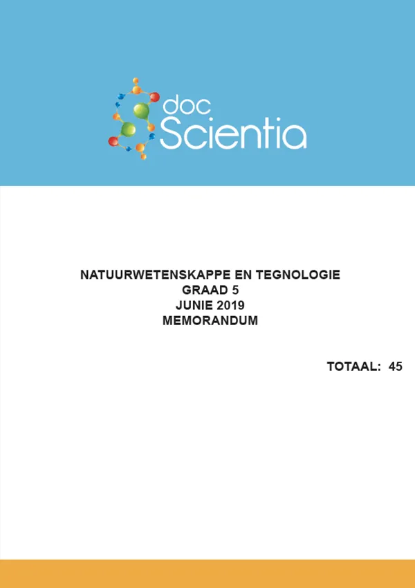 Gr. 5 Natuurwetenskappe en Tegnologie Junie 2019 Memo