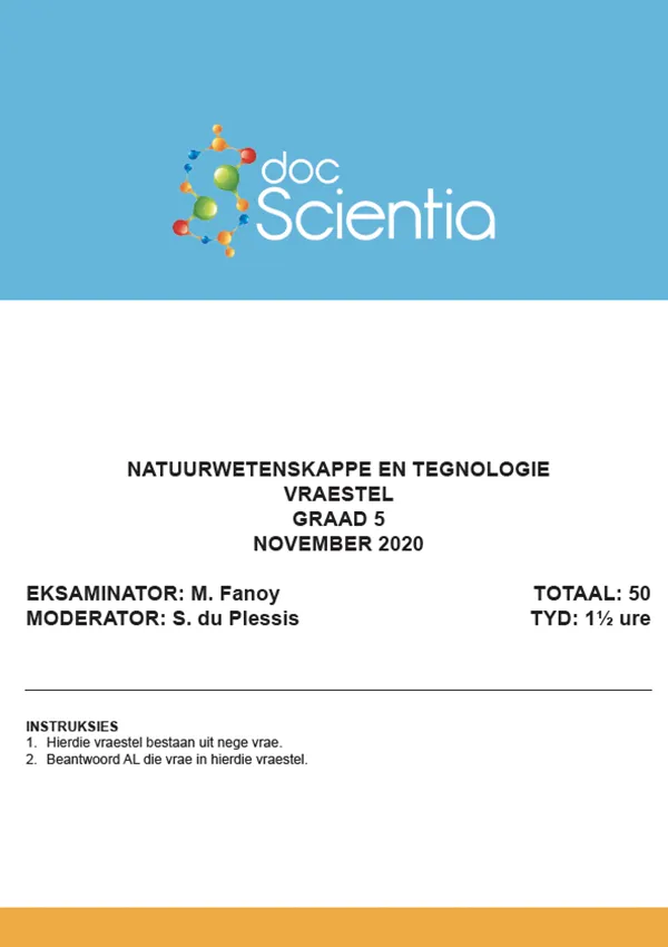 Gr. 5 Natuurwetenskappe en Tegnologie Nov 2020