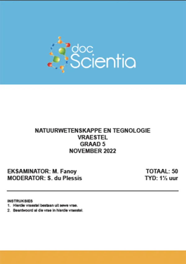Gr. 5 Natuurwetenskappe en Tegnologie Vraestel Nov. 2022