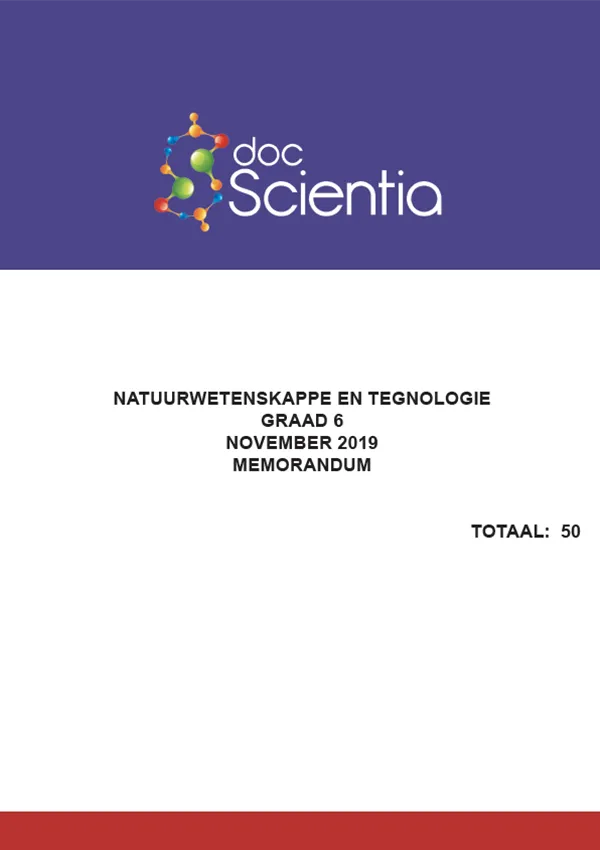 Gr. 6 Natuurwetenskappe en Tegnologie Nov 2019 Memo