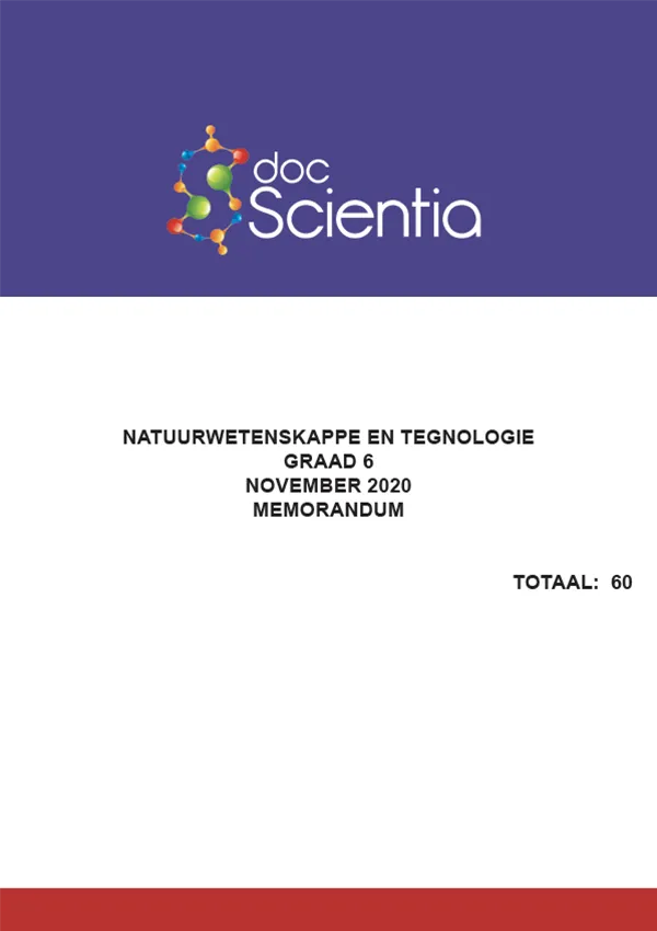 Gr. 6 Natuurwetenskappe en Tegnologie Nov 2020 Memo