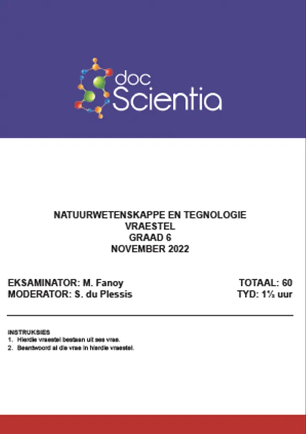 Gr. 6 Natuurwetenskappe en Tegnologie Vraestel Nov. 2022