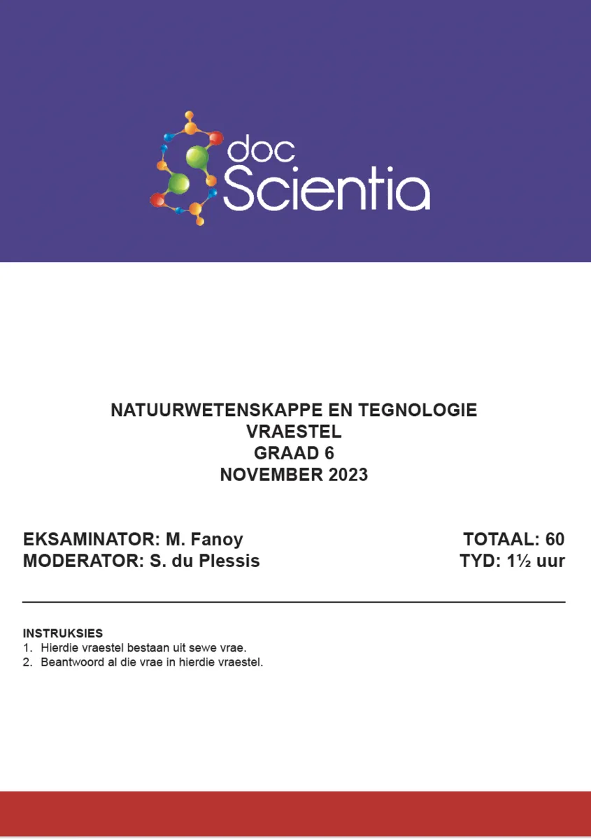 Gr. 6 Natuurwetenskappe en Tegnologie Vraestel Nov. 2023