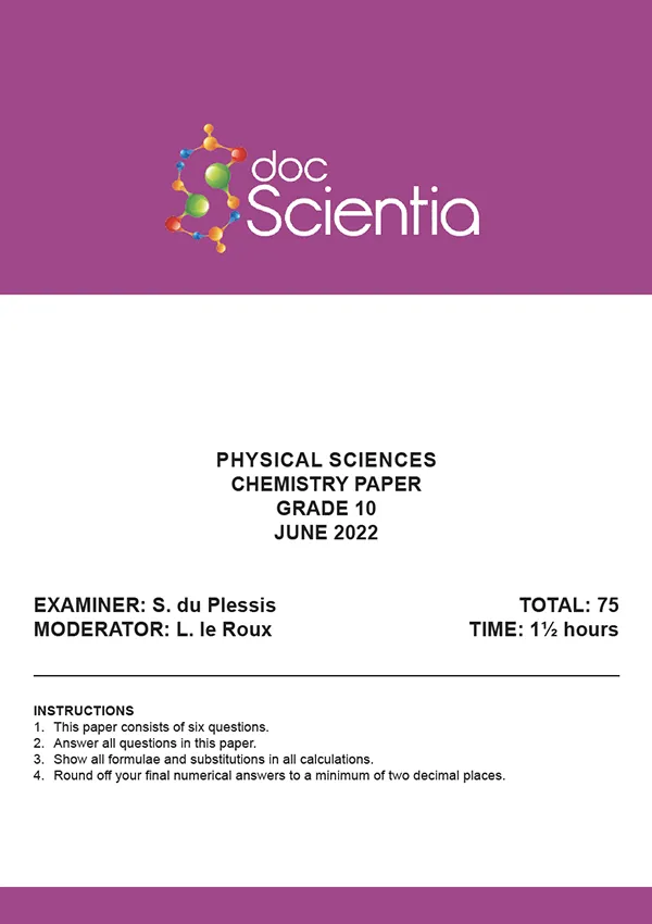 Gr. 10 Chemistry Paper June 2022