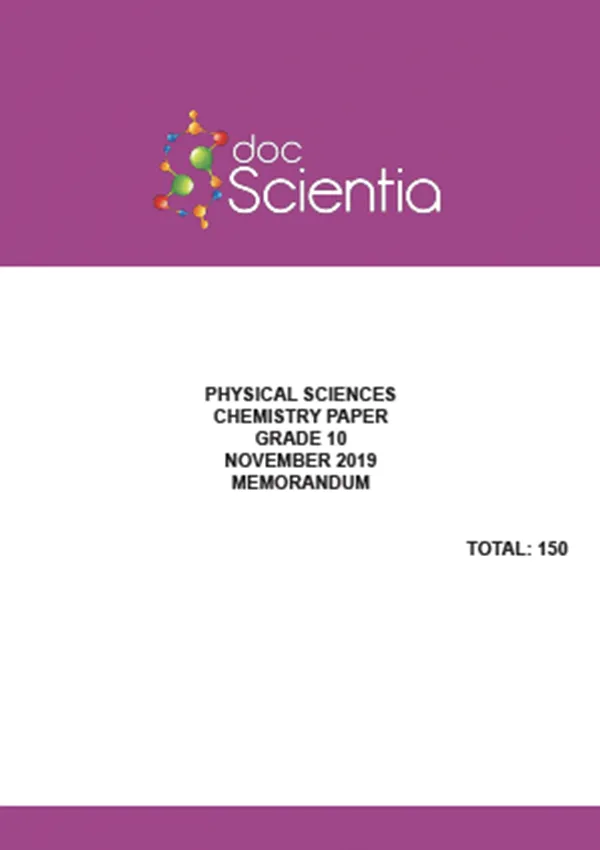 Gr.10 Physical Sciences Chemistry Paper Nov 2019 Memo