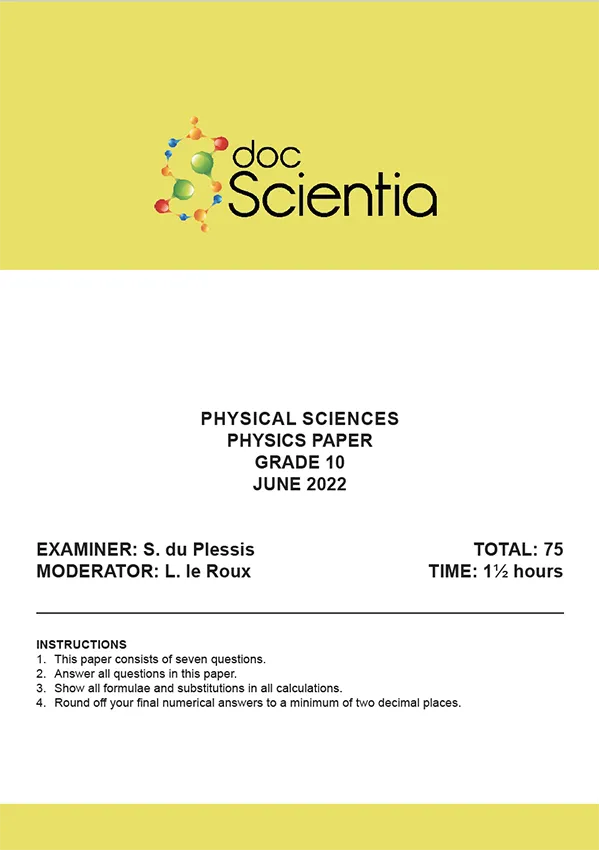 Gr. 10 Physics Paper June 2022