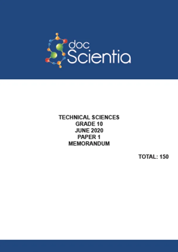 Gr.10 Technical Sciences Paper 1 June 2020 Memo