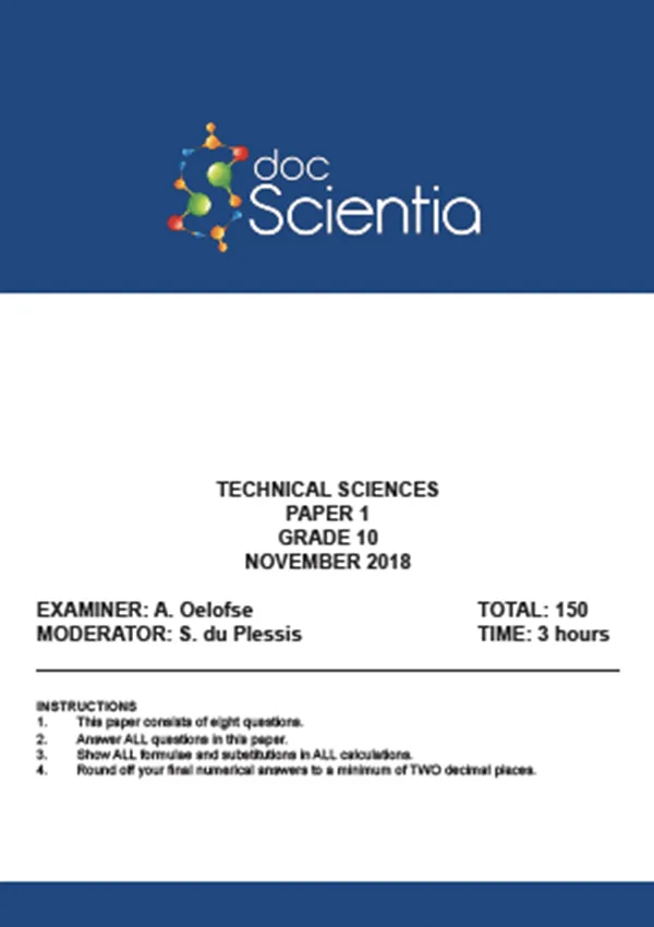 Gr.10 Technical Sciences Paper 1 Nov 2018