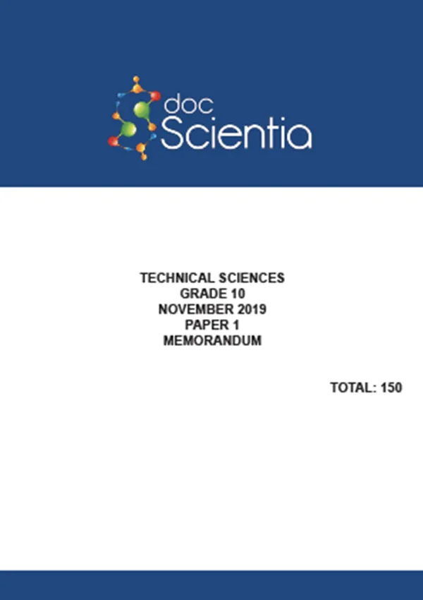 Gr.10 Technical Sciences Paper 1 Nov 2019 Memo