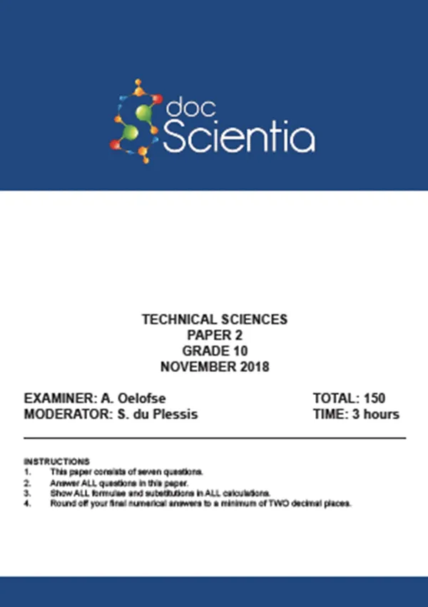 Gr.10 Technical Sciences Paper 2 Nov 2018